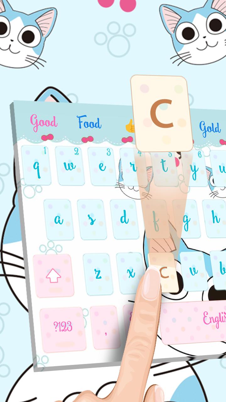 Biru Kartun Lucu Kucing Keyboard Wajah Tema For Android APK Download