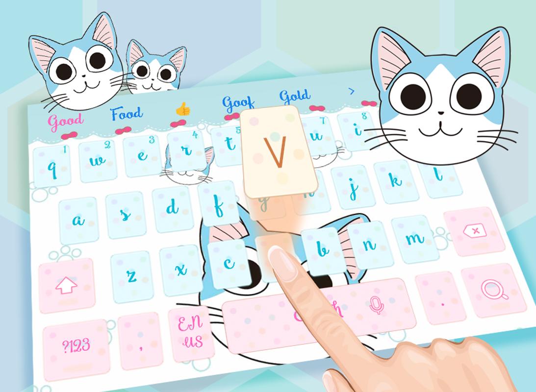 Biru Kartun Lucu Kucing Keyboard Wajah Tema For Android APK Download