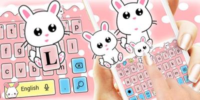 Cute Lovely Rabbit Cartoon Keyboard Theme imagem de tela 3