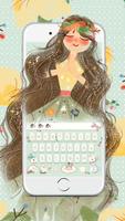 Fresh Green Long Hair Girl Love Cute Keyboard تصوير الشاشة 1