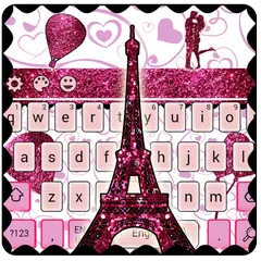 Eiffel Tower Pink Glitter Paris Keyboard Theme.