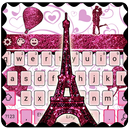 Eiffel Tower Pink Glitter Paris Keyboard Theme.-APK