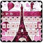 ikon Eiffel Tower Pink Glitter Paris Keyboard Theme.