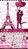 Eiffel Tower Pink Glitter Paris Keyboard Theme. poster