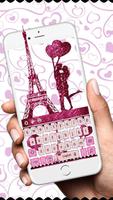 Eiffel Tower Pink Glitter Paris Keyboard Theme. screenshot 1