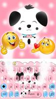 Cute Pink Puppy Emoji Keyboard पोस्टर