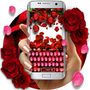 赤いバラ花びらの花のキーボードのテーマ APK