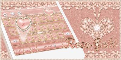 Rose Gold Keyboard Diamond Heart Theme capture d'écran 3