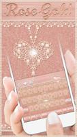 Rose Gold Keyboard Diamond Heart Theme plakat