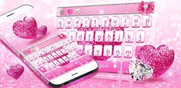 Pink diamond love keyboard theme free