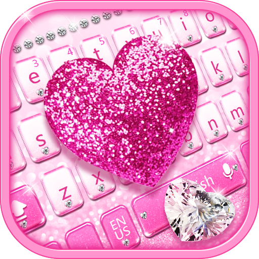 Pink diamond love keyboard theme free