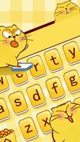 Yellow Cute Cartoon Fat Cat Keyboard Theme Affiche