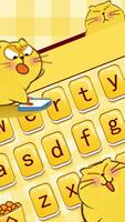 Yellow Cute Cartoon Fat Cat Keyboard Theme पोस्टर