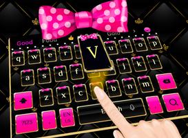 Luxury gold pink bow theme keyboard โปสเตอร์