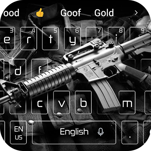Tastiera nera pistola tema mitragliatore