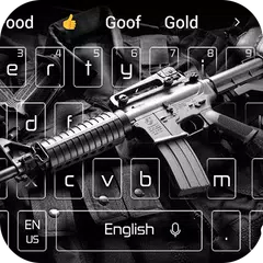 Teclado preto arma tema submetralhadora