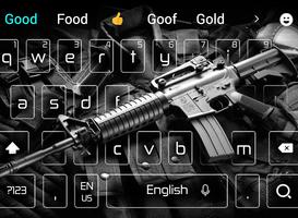 pistolet mitrailleur thème du clavier noir Affiche