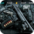 Polizeipistole Waffe Tastatur Thema Zeichen