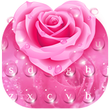 Pink Rose Dew Drops Floral keyboard icon