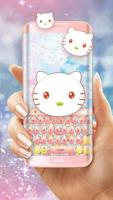 Cute Pink kitty keyboard Affiche