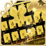 Golden glitter Butterfly Keyboard أيقونة