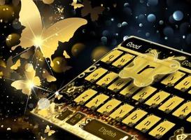 Golden glitter Butterfly Keyboard الملصق