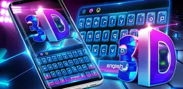 3D blue tech dimensional Keyboard