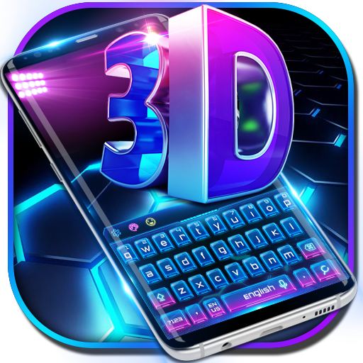 3D blue tech dimensional Keyboard