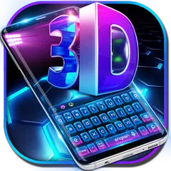 3D blue tech dimensional Keyboard APK download