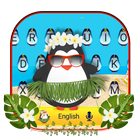 ikon Penguin Lucu di Tema Keyboard Pantai Hawaii