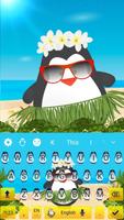 Cute Penguin on Hawaii Beach Keyboard Theme capture d'écran 3