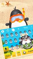 Tema lindo del teclado del pingüino Poster