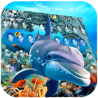 Underwater world adventure dolphins fish keyboard icon