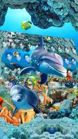 Underwater world adventure dolphins fish keyboard poster