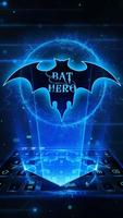 Bat Hero Blue Neon Keyboard Affiche