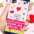 Fashion pink girl kiss keyboard theme APK