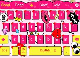 Fashion pink girl kiss keyboard theme โปสเตอร์