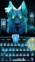 Blue Ice Wolf keyboard Theme-poster