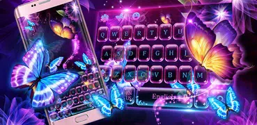 Neon butterfly keyboard