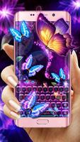 Neon butterfly keyboard Poster