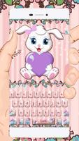 Lovely Rabbit Cartoon Keyboard Affiche