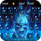 llamas azules del cráneo tema del teclado demonios icono