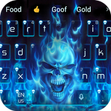 Flammes bleues du crâne l'enfer thème clavier icône