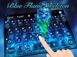 Blue Hell Flame Skull Keyboard Theme โปสเตอร์