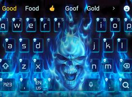 Blue Hell Flame Skull Keyboard Theme screenshot 1