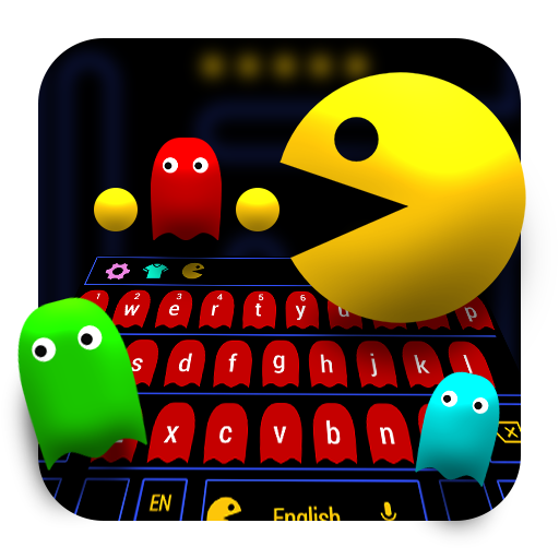 鮮豔的黃色吃豆人遊戲鍵盤主題