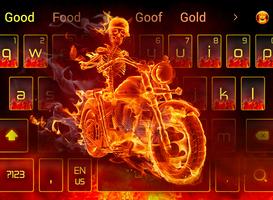 Fire Motorcycle Skull Warrior Keyboard Theme ภาพหน้าจอ 1