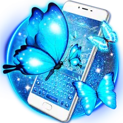 Descargar APK de Blue glitter neon Butterfly keyboard