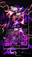 Purple Neon Dragon Keyboard Theme plakat