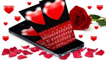 Red Rose Heart Keyboard Theme Affiche